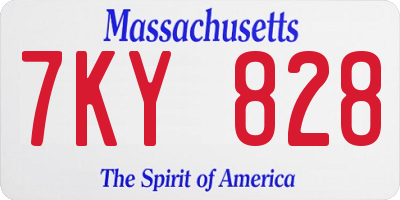 MA license plate 7KY828