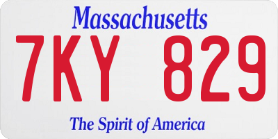 MA license plate 7KY829