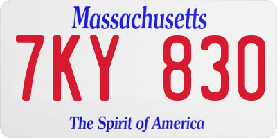 MA license plate 7KY830