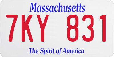 MA license plate 7KY831