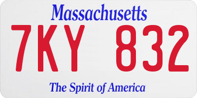 MA license plate 7KY832