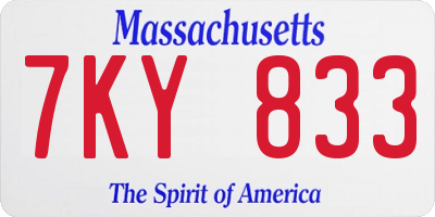 MA license plate 7KY833