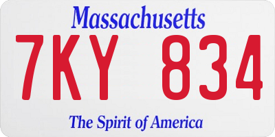 MA license plate 7KY834