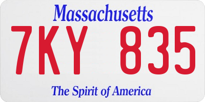 MA license plate 7KY835