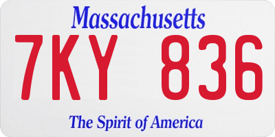 MA license plate 7KY836