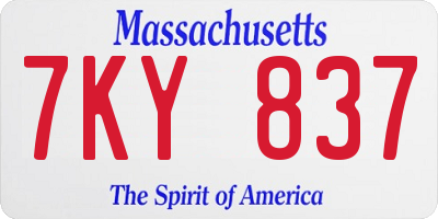 MA license plate 7KY837