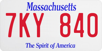 MA license plate 7KY840