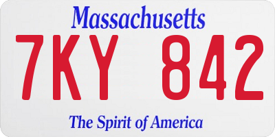 MA license plate 7KY842