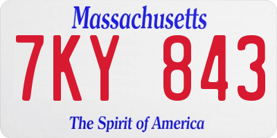 MA license plate 7KY843