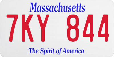 MA license plate 7KY844