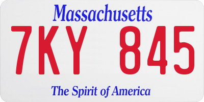 MA license plate 7KY845