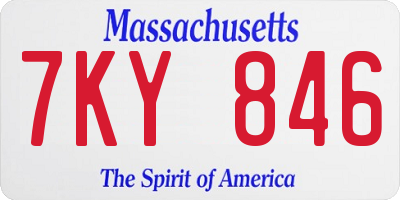 MA license plate 7KY846