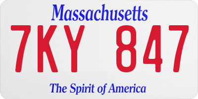 MA license plate 7KY847