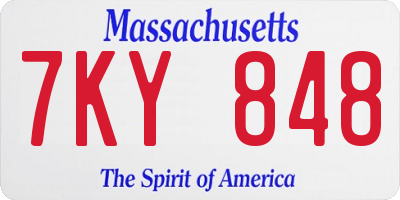 MA license plate 7KY848