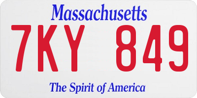 MA license plate 7KY849