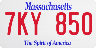 MA license plate 7KY850
