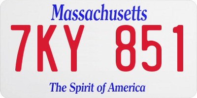 MA license plate 7KY851
