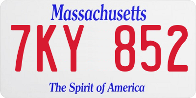 MA license plate 7KY852