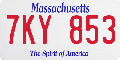 MA license plate 7KY853