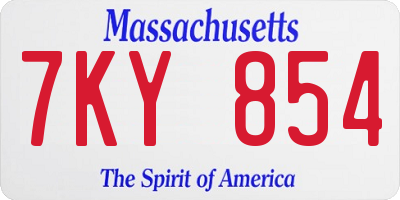 MA license plate 7KY854