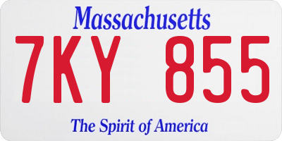 MA license plate 7KY855