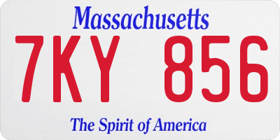MA license plate 7KY856