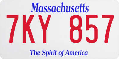 MA license plate 7KY857