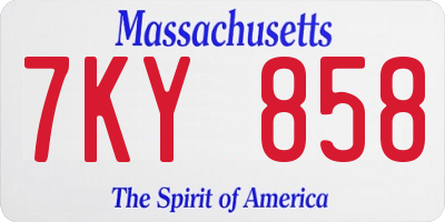 MA license plate 7KY858