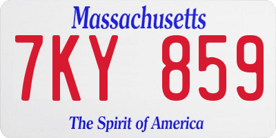 MA license plate 7KY859