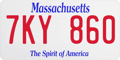 MA license plate 7KY860