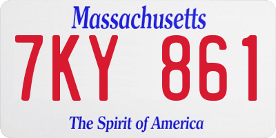 MA license plate 7KY861