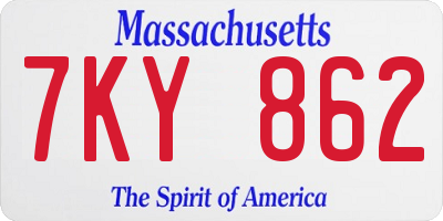MA license plate 7KY862