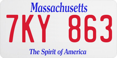 MA license plate 7KY863