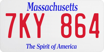 MA license plate 7KY864