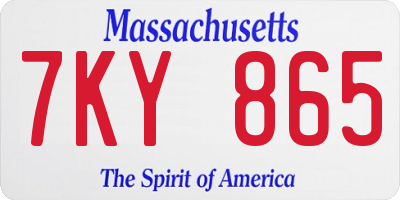 MA license plate 7KY865