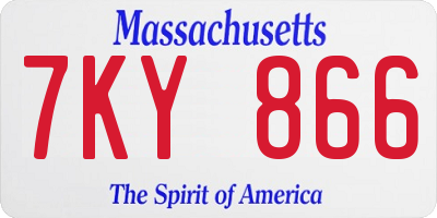 MA license plate 7KY866