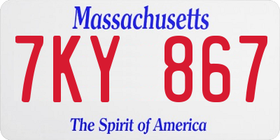 MA license plate 7KY867