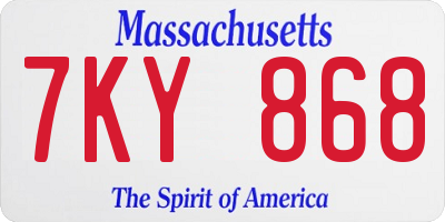MA license plate 7KY868