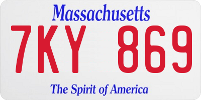 MA license plate 7KY869