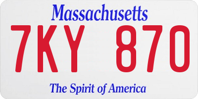 MA license plate 7KY870