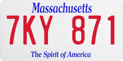 MA license plate 7KY871