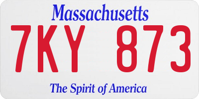 MA license plate 7KY873