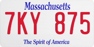 MA license plate 7KY875