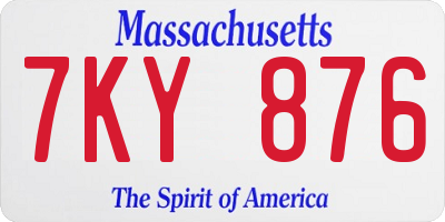 MA license plate 7KY876