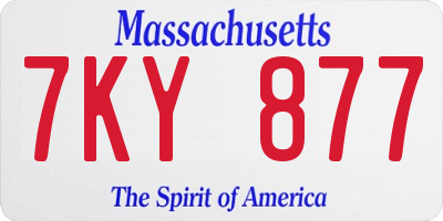 MA license plate 7KY877