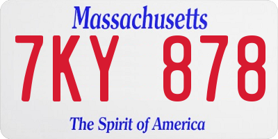 MA license plate 7KY878