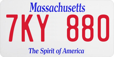 MA license plate 7KY880