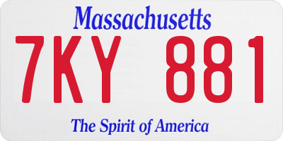 MA license plate 7KY881