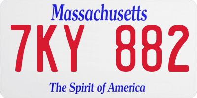 MA license plate 7KY882