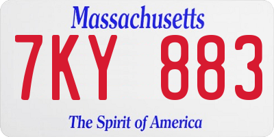 MA license plate 7KY883